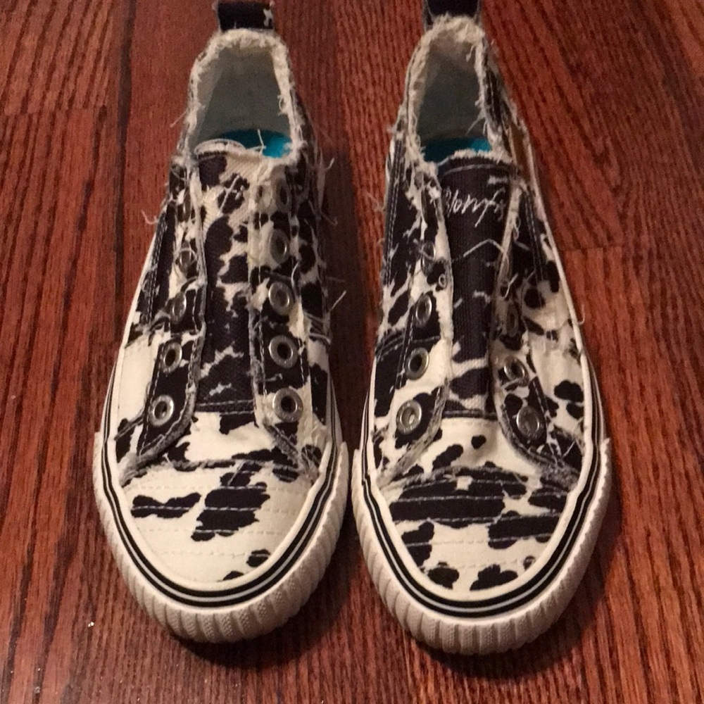 Black & White Cow Print Slip-On Canvas Sneakers